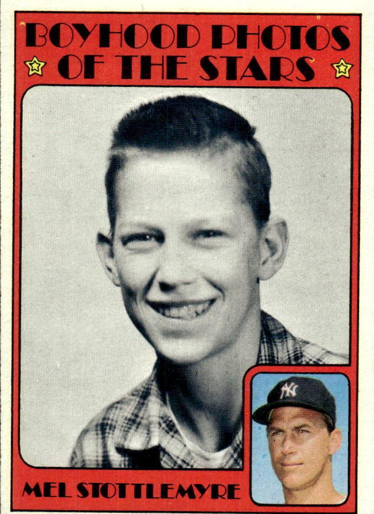 1972 Topps Baseball Boyhood Photo Mel Stottlemyre #492 PSA 9