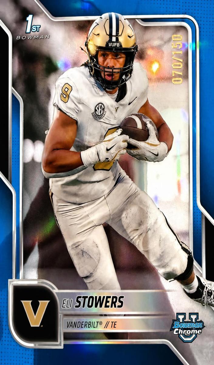 2025 Bowman Chrome University Football Blue Refractor Eli Stowers #191