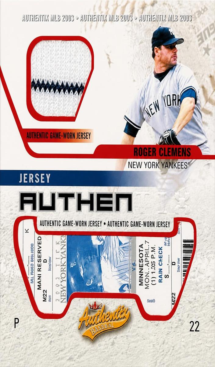 2003 Fleer Authentix Baseball Roger Clemens #JA-RC