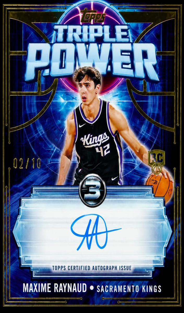 2025 Topps Three Basketball Gold Maxime Raynaud #TP-MR