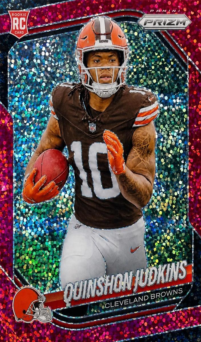 2025 Panini Prizm Football Red Sparkle Quinshon Judkins #313