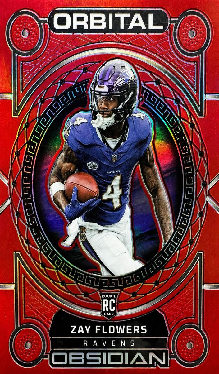 2023 Panini Obsidian Football Electric Etch Red Zay Flowers #3 PSA 9