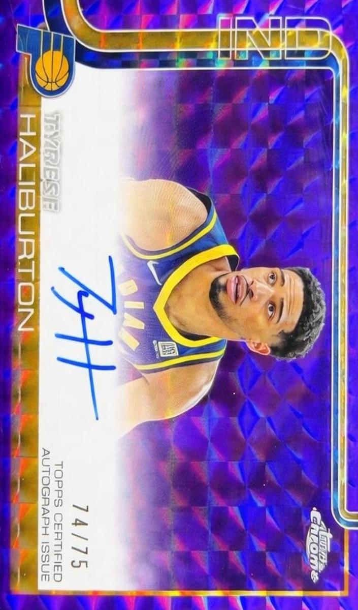2025 Topps Chrome Basketball Geometric Purple Refractor Tyrese Haliburton #TCA-TH