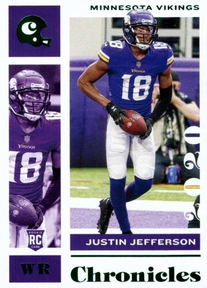 2020 Panini Chronicles Football Green Justin Jefferson #62 PSA 9