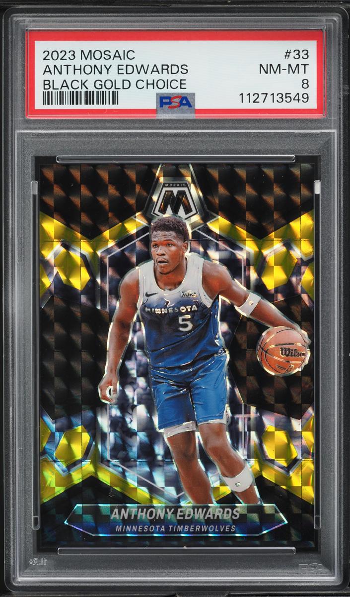 2023 Panini Mosaic Basketball Choice Black Gold Anthony Edwards #33 PSA 8