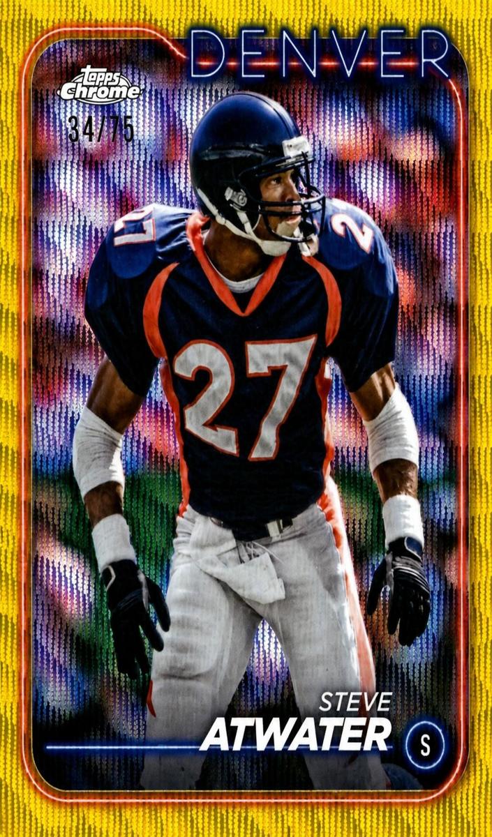 2024 Topps Chrome Football Yellow Wave Refractor Steve Atwater #61