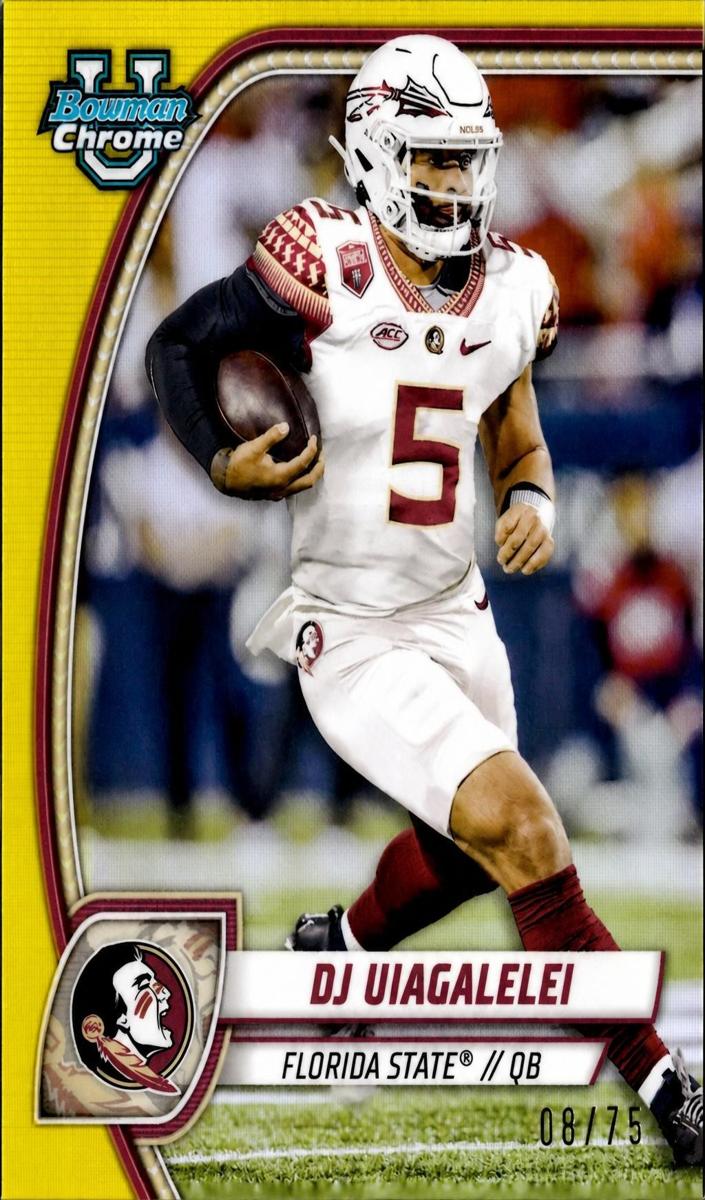 2024 Bowman Chrome University Football Yellow Refractor DJ Uiagalelei #48