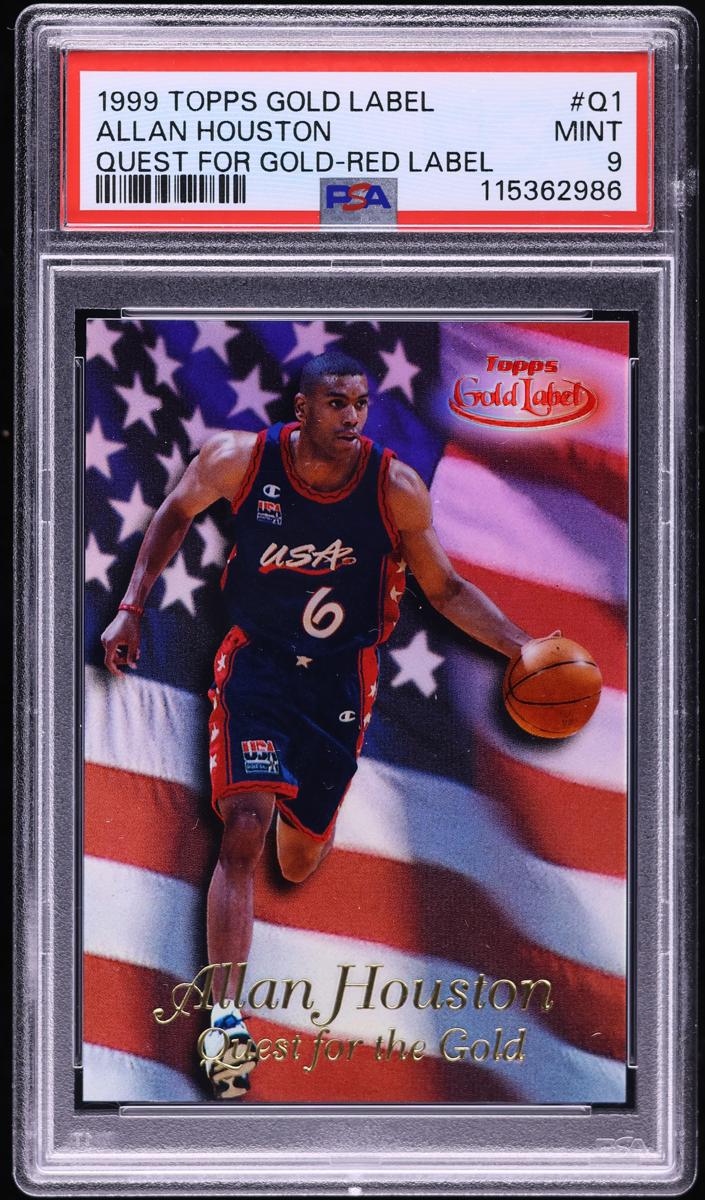 1999 Topps Gold Label Basketball Red Label Allan Houston #Q1 PSA 9