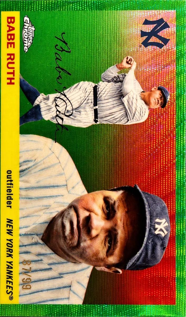 2025 Topps Chrome Platinum Baseball Green Wave Refractor Babe Ruth #418