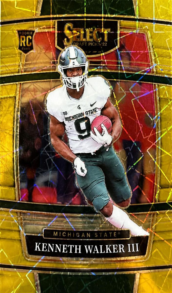 2022 Panini Select Draft Picks Football Concourse Gold Lazer Prizm Kenneth Walker III #15