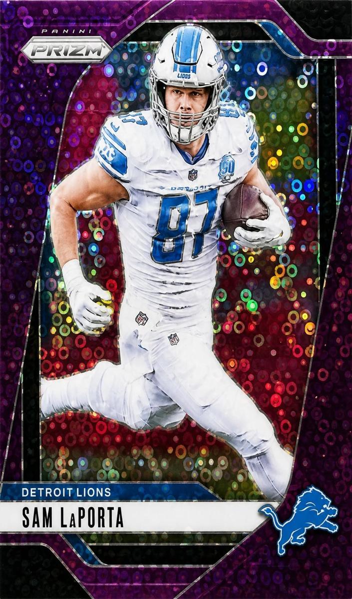 2024 Panini Prizm Football No Huddle Purple Sam LaPorta #96 PSA 10