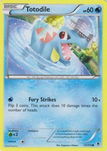 2014 Pokemon XY Phantom Forces Reverse Holo Totodile #15 CGC 6.5