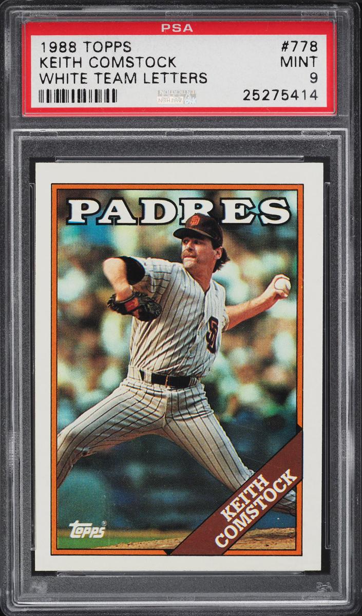 1988 Topps Baseball White Letters Keith Comstock #778 PSA 7.5