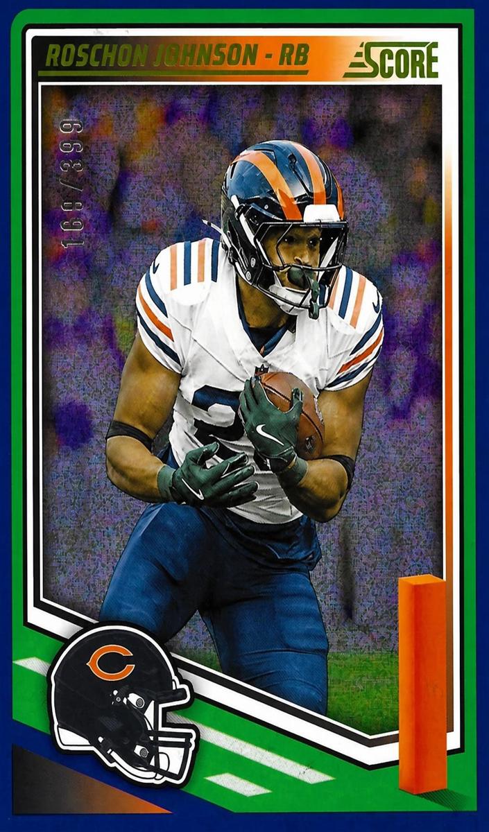 2025 Panini Score Football Dots Blue Roschon Johnson #20