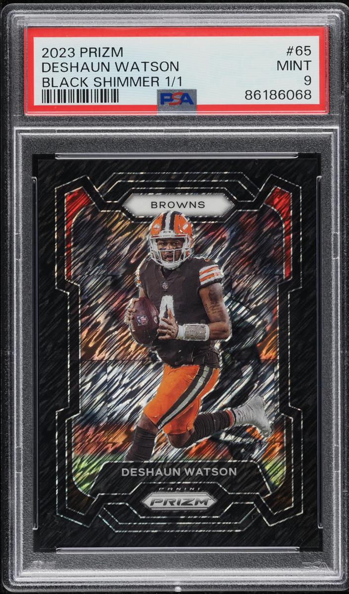 2023 Panini Prizm Football Black Shimmer Deshaun Watson #65 PSA 9