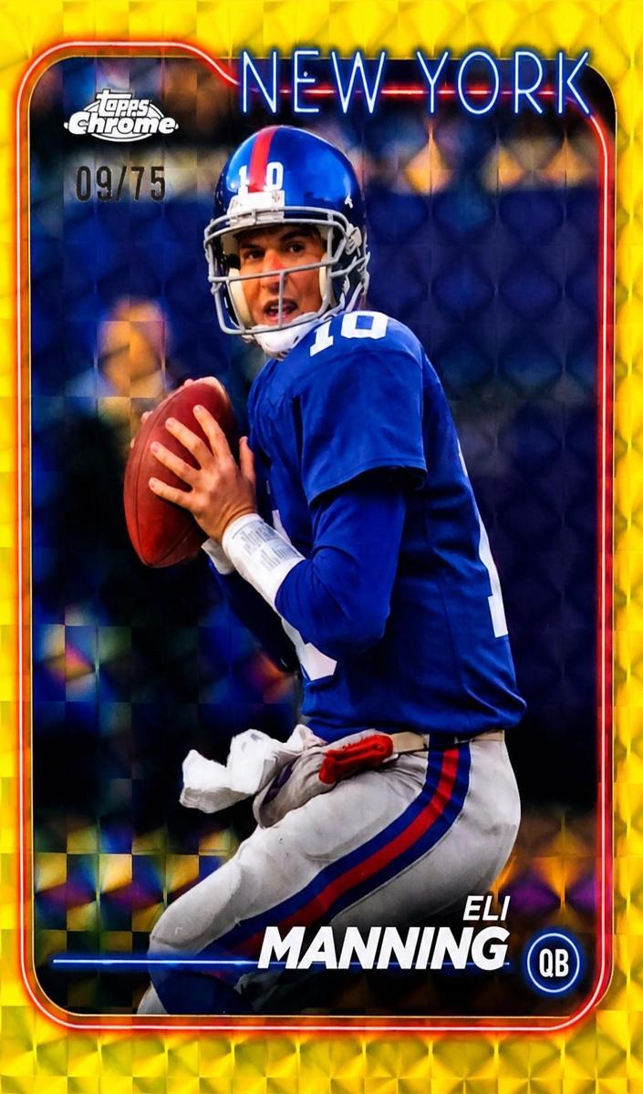 2024 Topps Chrome Football Yellow Geometric Refractor Eli Manning #138