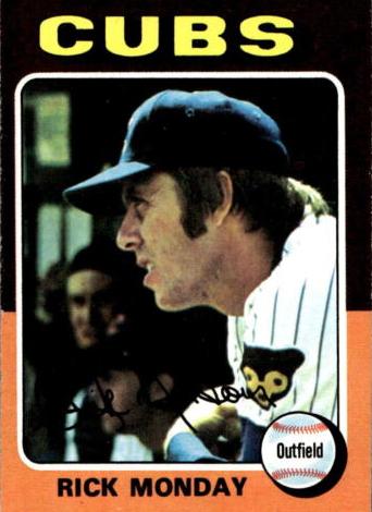 1975 Topps Baseball Rick Monday #129 PSA 8