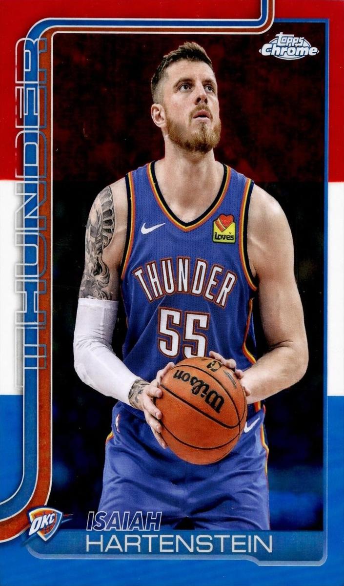 2025 Topps Chrome Basketball Red White and Blue Refractor Isaiah Hartenstein #181