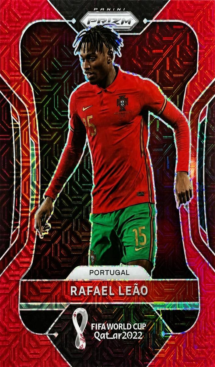 2022 Panini Prizm FIFA World Cup Qatar Soccer Red Mojo Rafael Leao #181 PSA 9