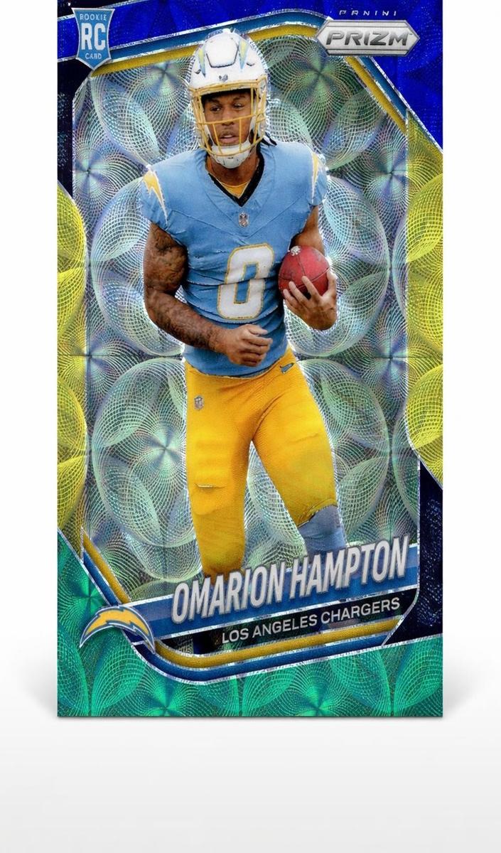 2025 Panini Prizm Football Choice Blue Yellow and Green Omarion Hampton #355 PSA 10