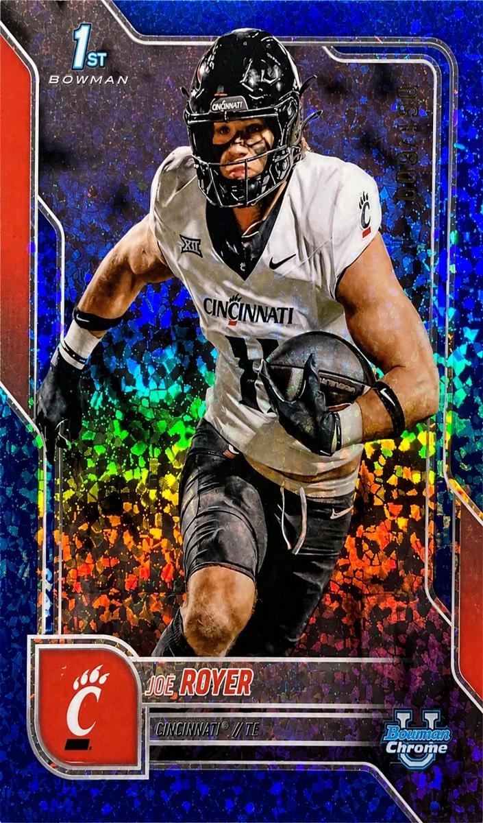 2025 Bowman Chrome University Football Blue Mini-Diamond Refractor Joe Royer #120