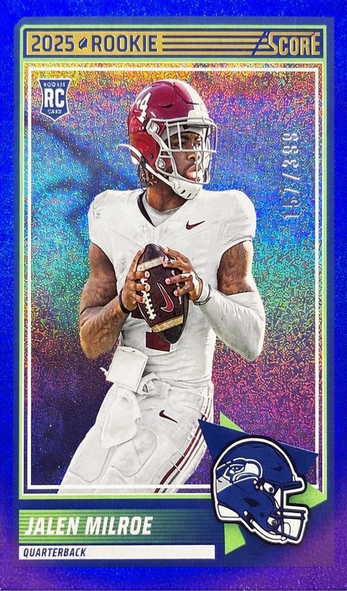 2025 Panini Score Football Dots Blue Jalen Milroe #29