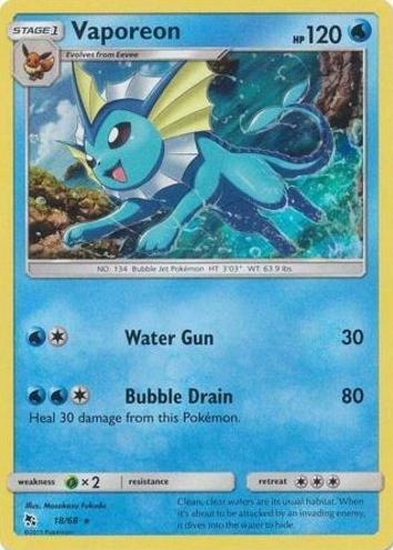 2019 Pokemon Sun & Moon Hidden Fates Vaporeon #18