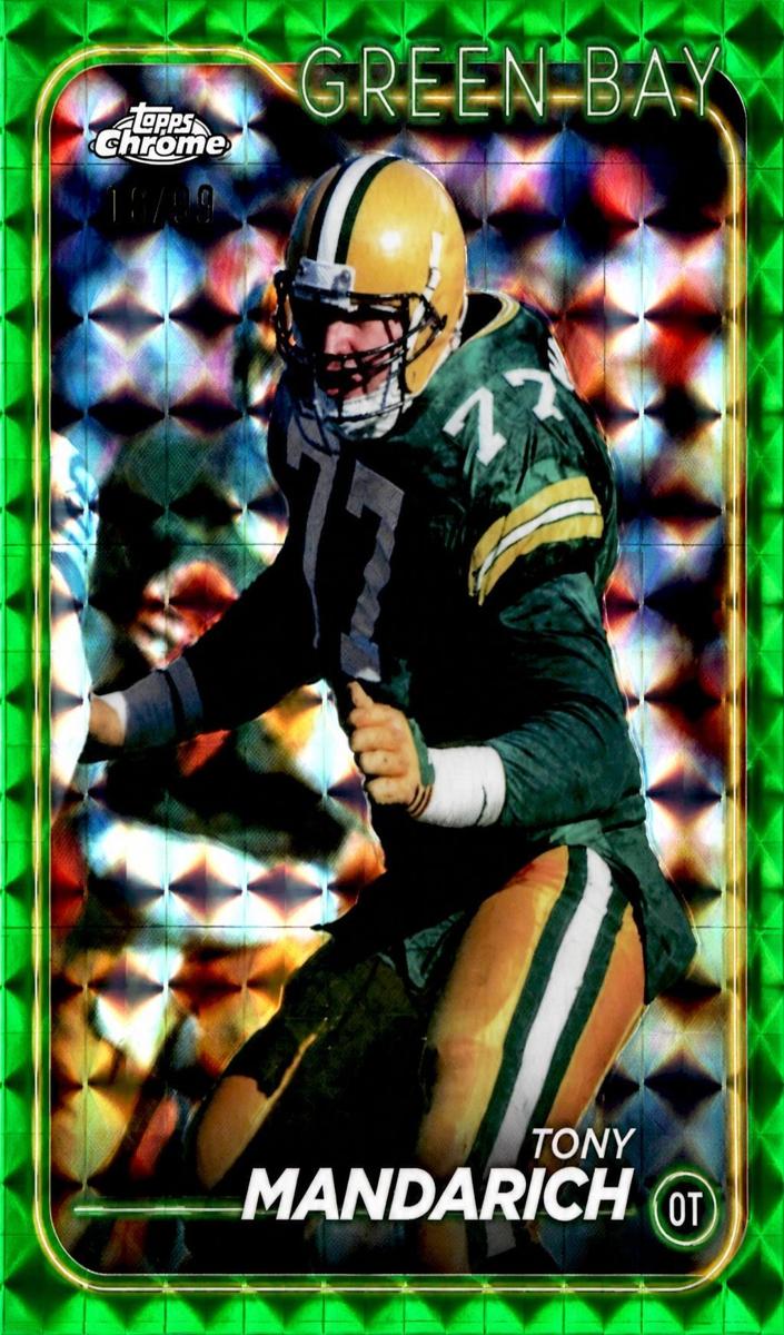 2024 Topps Chrome Football Green Geometric Refractor Tony Mandarich #80