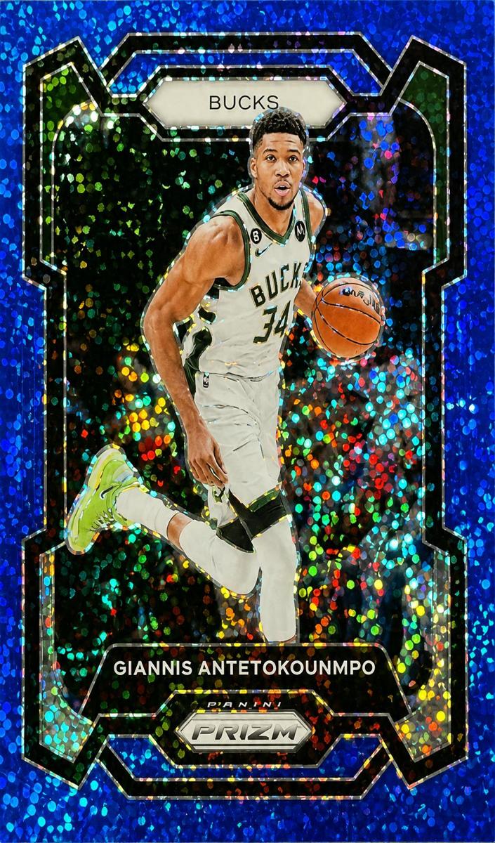2023 Panini Prizm Basketball Blue Sparkle Giannis Antetokounmpo #103 PSA 10