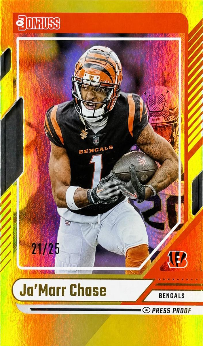 2024 Panini Donruss Football Press Proof Gold Die-Cut Ja'Marr Chase #95