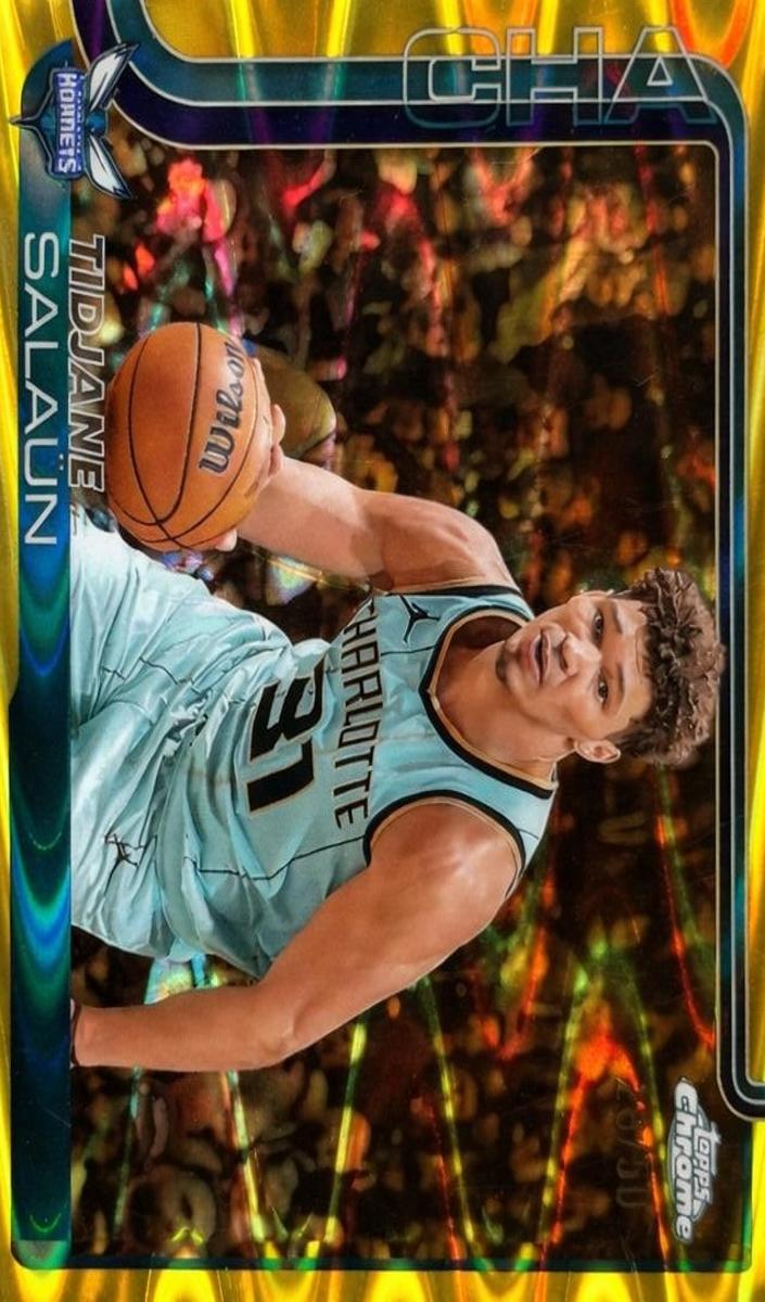 2025 Topps Chrome Basketball RayWave Gold Refractor Tidjane Salaun #8
