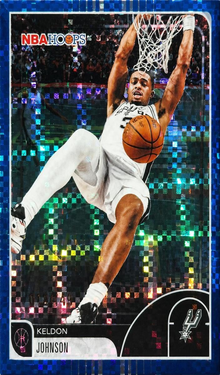 2025 Topps NBA Hoops Basketball Pixel Burst Blue Keldon Johnson #23