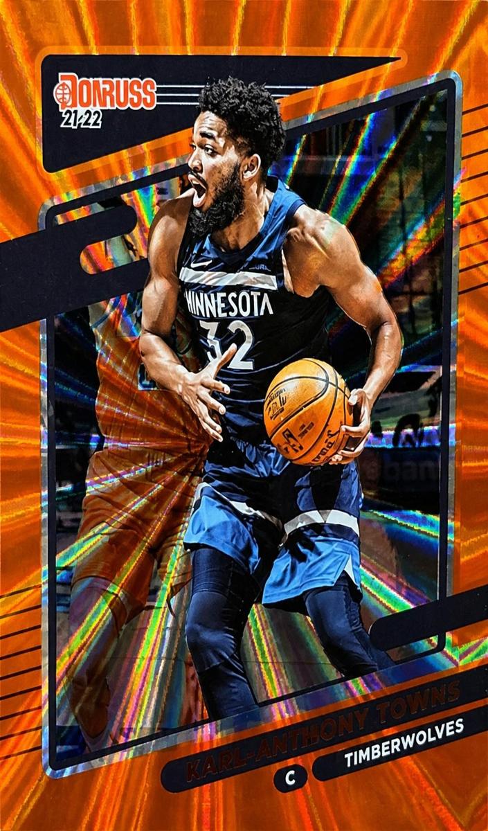 2021 Panini Donruss Basketball Holo Orange Laser Karl-Anthony Towns #75 PSA 9