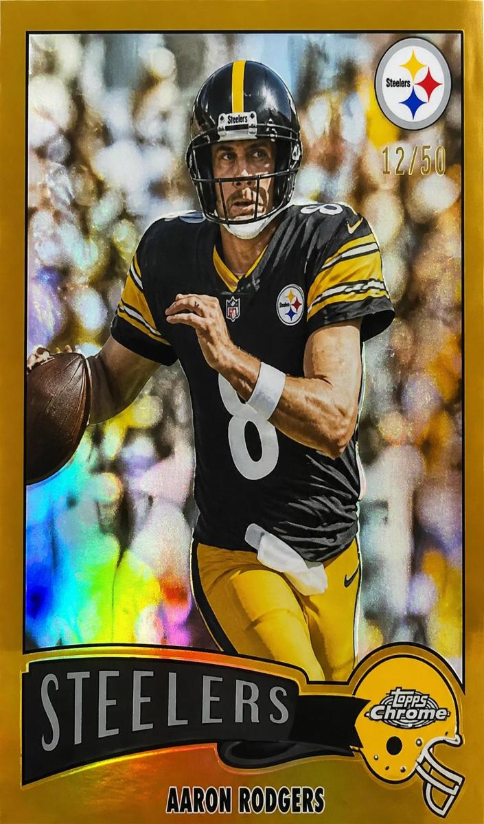 2025 Topps Chrome Football Gold Refractor Aaron Rodgers #1975-28