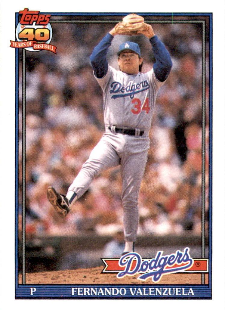 1991 Topps Baseball Fernando Valenzuela #80