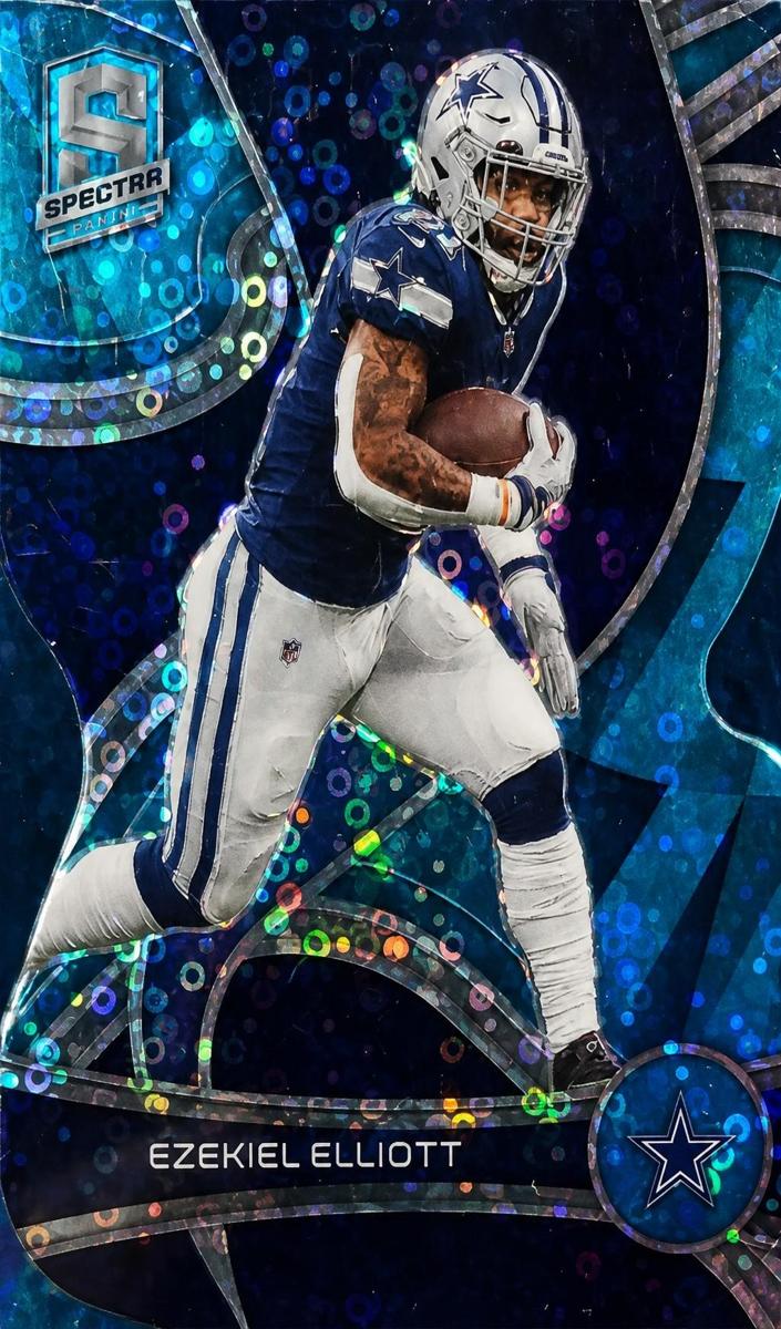 2022 Panini Spectra Football Neon Blue Die Cut Ezekiel Elliott #26