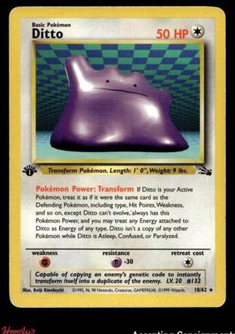1999 Pokemon Fossil 1st Edition Ditto #18