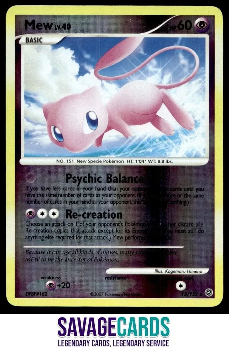 2007 Pokemon Diamond & Pearl Secret Wonders Reverse Holo Mew #15 PSA 6