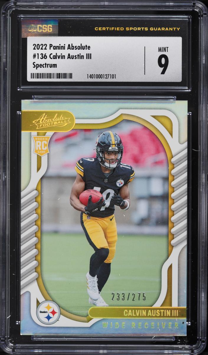 2022 Panini Absolute Football RC Spectrum Calvin Austin III #136 CGC 9