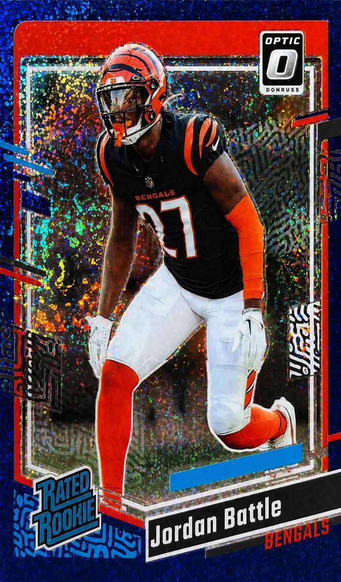 2023 Donruss Optic Football Blue Glitter Jordan Battle #221 PSA 9