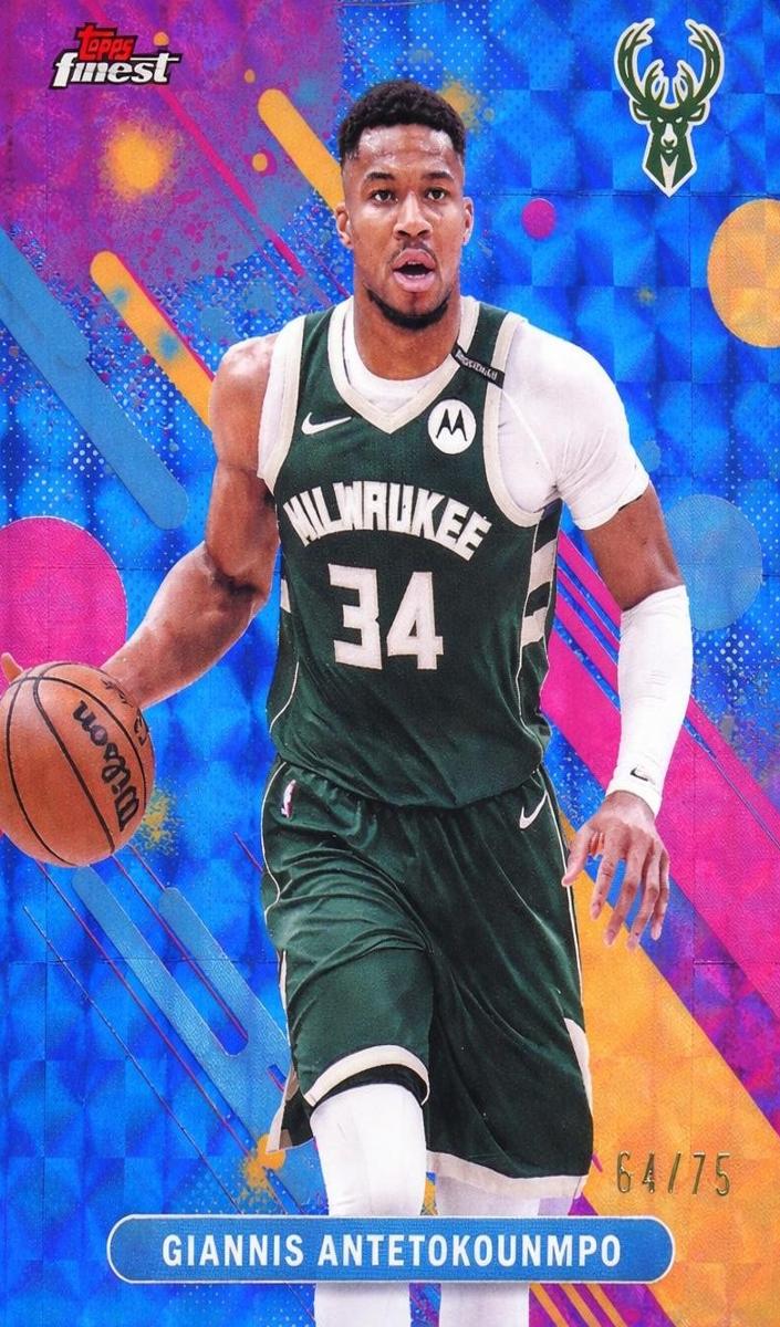 2025 Topps Finest Basketball Blue Geometric Refractor Giannis Antetokounmpo #43