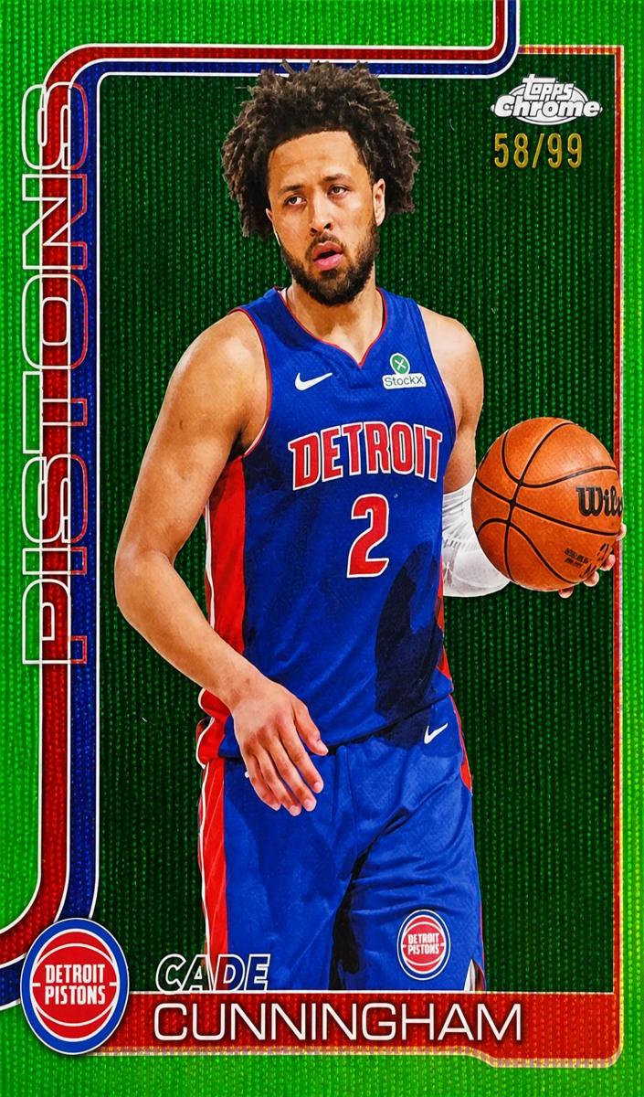 2025 Topps Chrome Basketball Green Wave Refractor Cade Cunningham #88