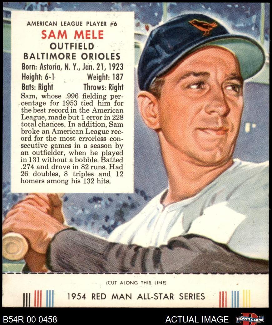 1954 Red Man Tobacco Baseball Baltimore Sam Mele #6 PSA 2