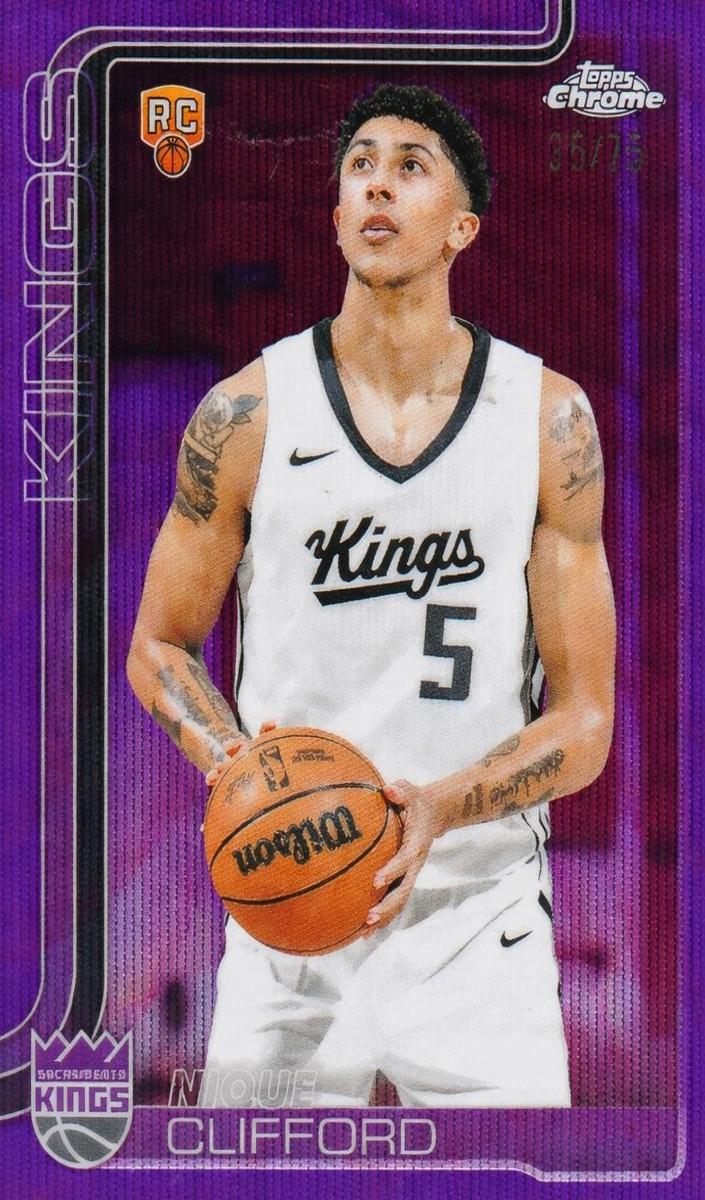 2025 Topps Chrome Basketball Purple Wave Refractor Nique Clifford #274