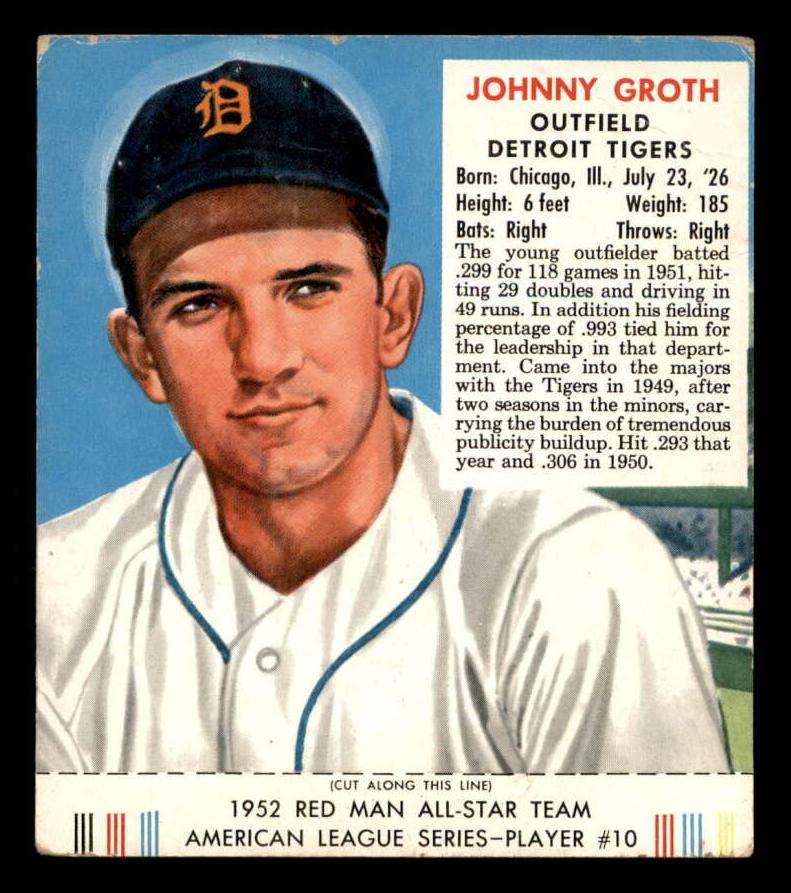 1952 Red Man Tobacco Baseball Johnny Groth #AL10