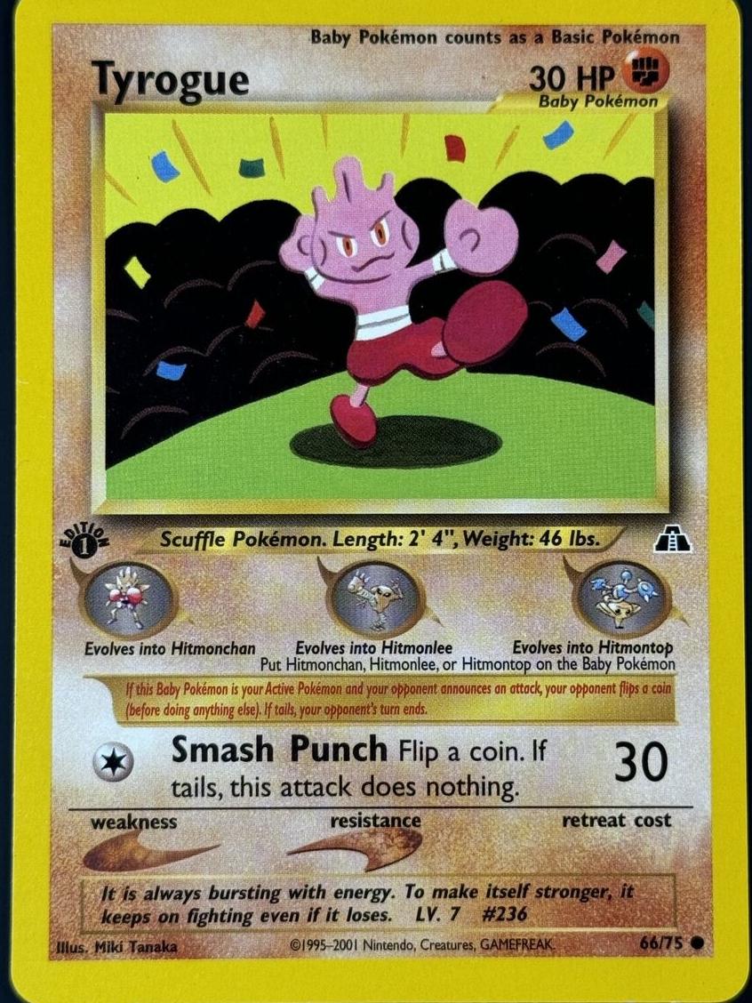 2001 Pokemon Neo Discovery 1st Edition Tyrogue #66