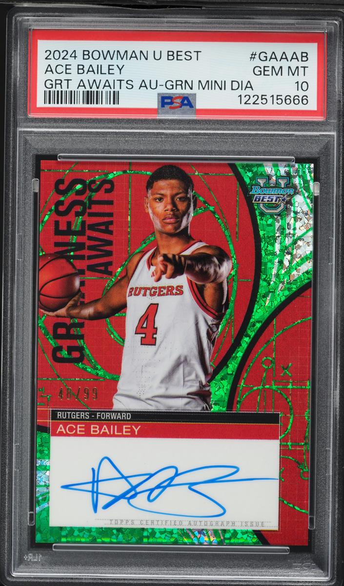 2024 Bowman Best University Basketball Green Mini-Diamond Refractor Ace Bailey #GAA-AB