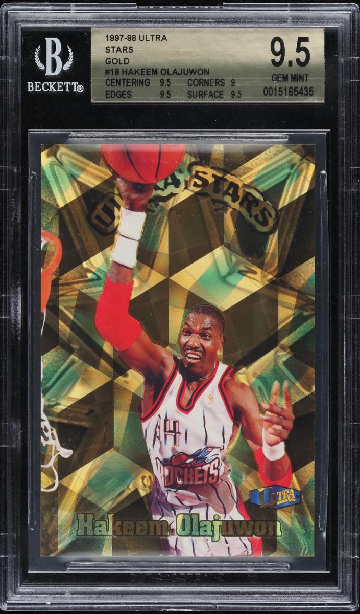 1997 Fleer Ultra Basketball Gold Hakeem Olajuwon #18 PSA 9