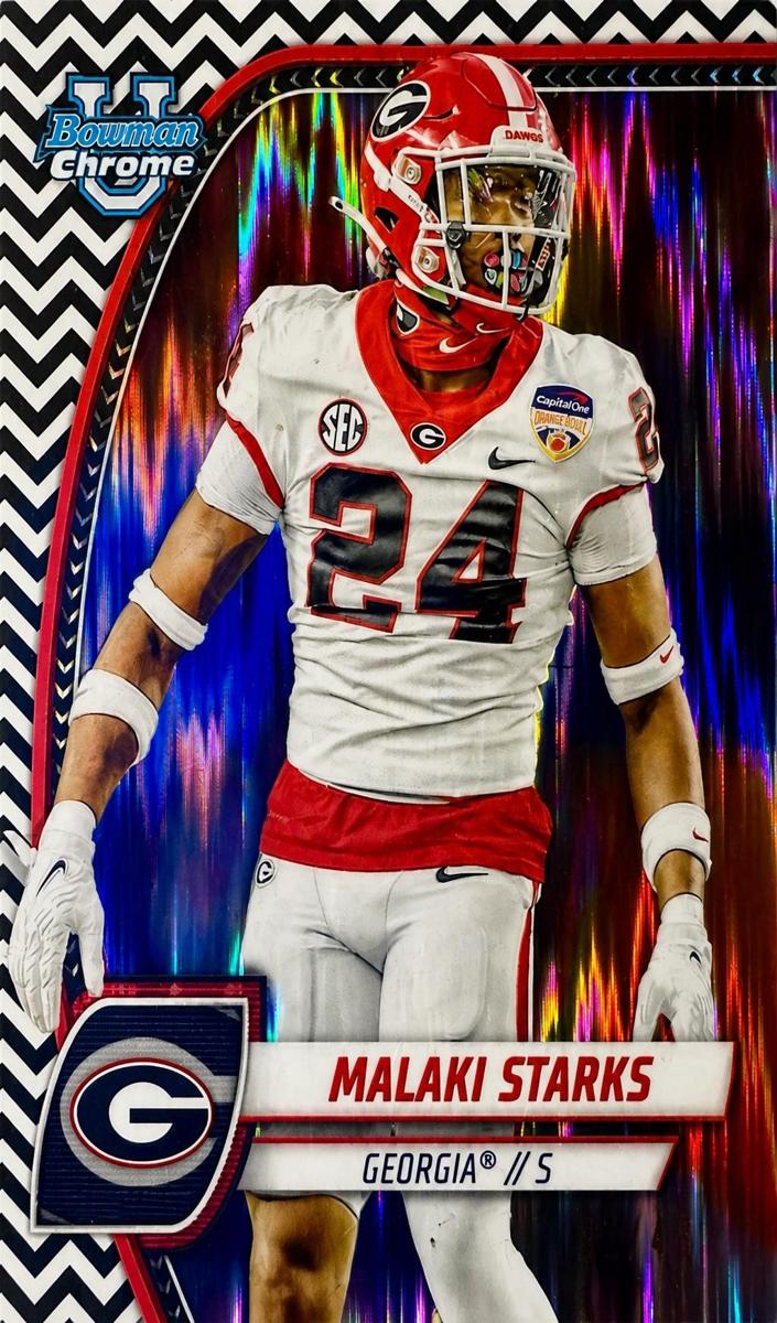 2024 Bowman Chrome University Football Black And White Stealth Refractor Malaki Starks #125