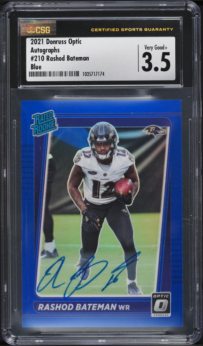 2021 Donruss Optic Football Blue Rashod Bateman #210 CSG 3